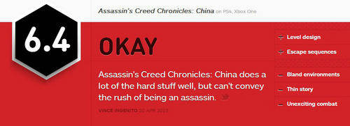 《刺客信条编年史：中国》IGN评测：食之无味弃之可惜